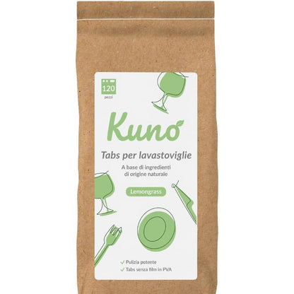 303724 - KUNO Tableta për Lavastovilje, 120 tableta, biodegraduese, pa plastikë, aromë limoni
