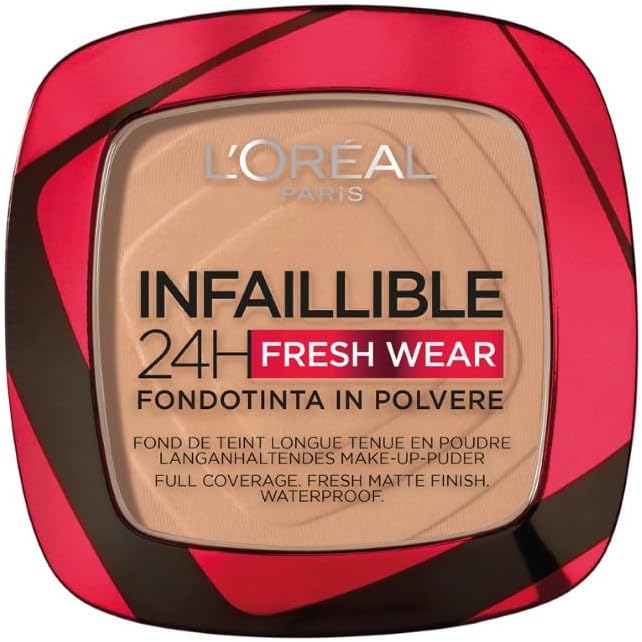 321571 - L'ORÉAL PARIS Fondatinë pudre Fresh Wear 24H, 50g, Mbulim i lartë mat, E lehtë në lëkurë, Nuanca: 220 Sable/Sand