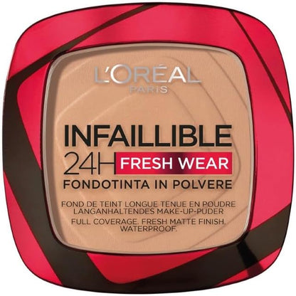 321571 - L'ORÉAL PARIS Fondatinë pudre Fresh Wear 24H, 50g, Mbulim i lartë mat, E lehtë në lëkurë, Nuanca: 220 Sable/Sand