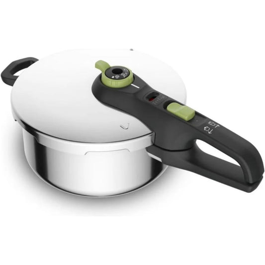 260182 - TEFAL TENXHERE ME PRESION SECURE TRENDY, 4L, RREGULLATOR GATIMI ME 2 FAZA: INTENSIV 117°C, I BUTË 112°C, ÇELIK INOKS/E ZEZË/JESHILE, P2580400