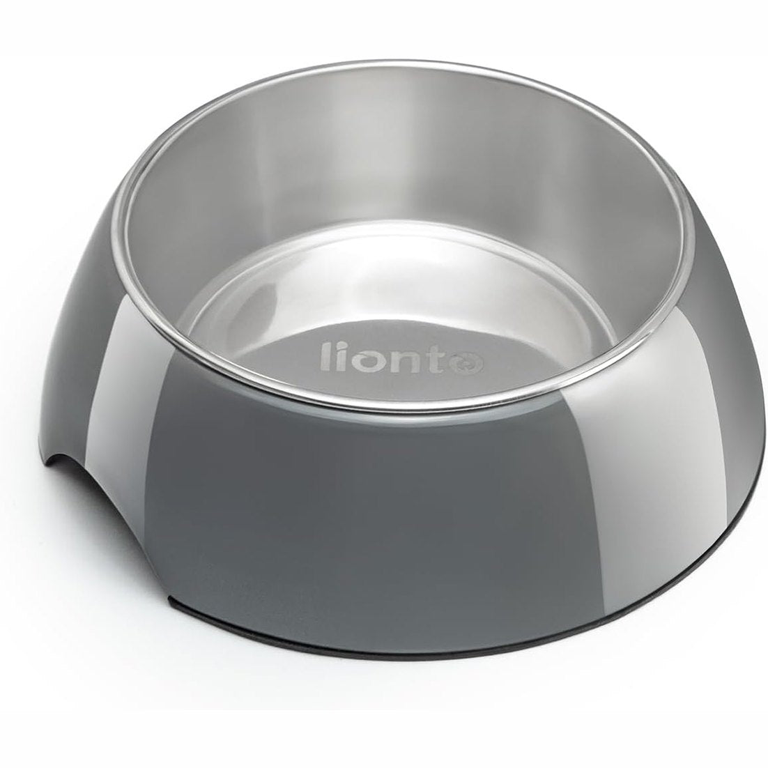 252777 - LIONTO Enë për kafshë shtëpiake prej melamine 940 ml me bazë anti-rrëshqitëse, e bërë nga çelik inox i fortë, dizajn ergonomik, për qen dhe mace, gri