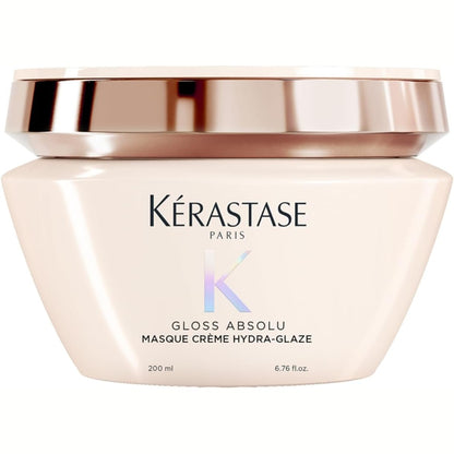 289637 - KÉRASTASE Gloss Absolu - Maskë Kremi Hydra-Glaze - Maskë Hidratuese 200 ml - Acid Hialuronik, Acid Glikolik, Vaj Trëndafili - Flokë të Trashë dhe të Prirur ndaj Kaçurrelave