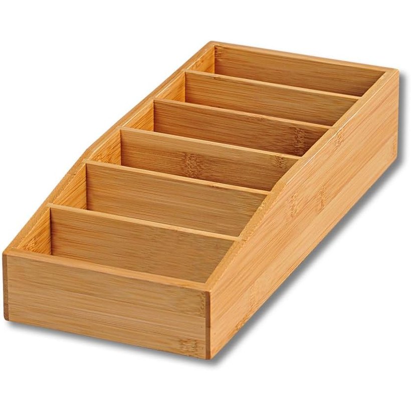 258094 - KESPER | Kuti ruajtjeje 6 ndarje për supa dhe salca, Bambu i çertifikuar nga FSC®, 15 x 35 x 7 cm, Kafe | 70822