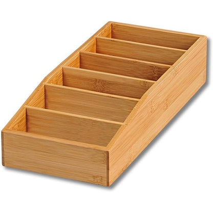 258093 - KESPER | Kuti ruajtjeje 6 ndarje për supa dhe salca, Bambu i çertifikuar nga FSC®, 15 x 35 x 7 cm, Kafe | 70822