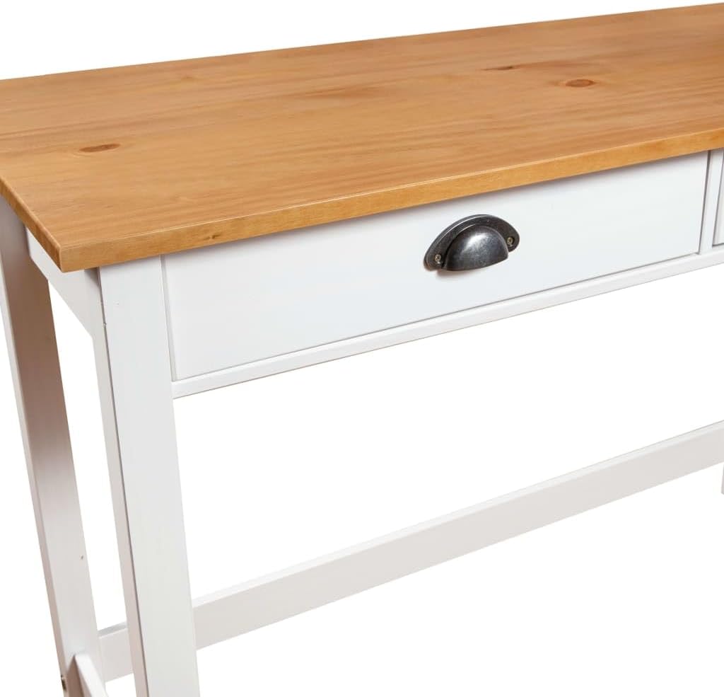 265572 - vidaXL Tavolinë Konsolë me 2 Sirtarë 110×45×74 cm – Dru Pishe Masiv