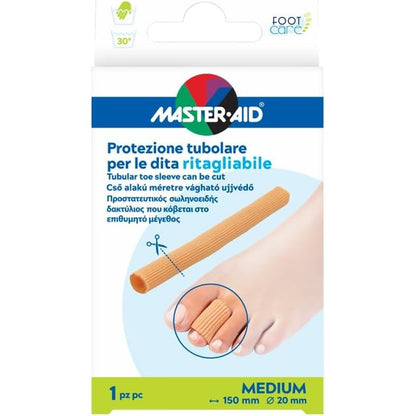 297640 - MBROJTËSE PËR GISHTAT E KËMBËVE MASTER AID FOOTCARE - MBROJTËSE TUBULARE PËR GISHTAT E KËMBËS DHE GISHTAT E DORËS - E LARËSHME DHE E RIPËRDORSHME - MADHËSI MESATARE - 1 PAKO ME 1 COPË - 150 MM - DIAMETËR 20 MM