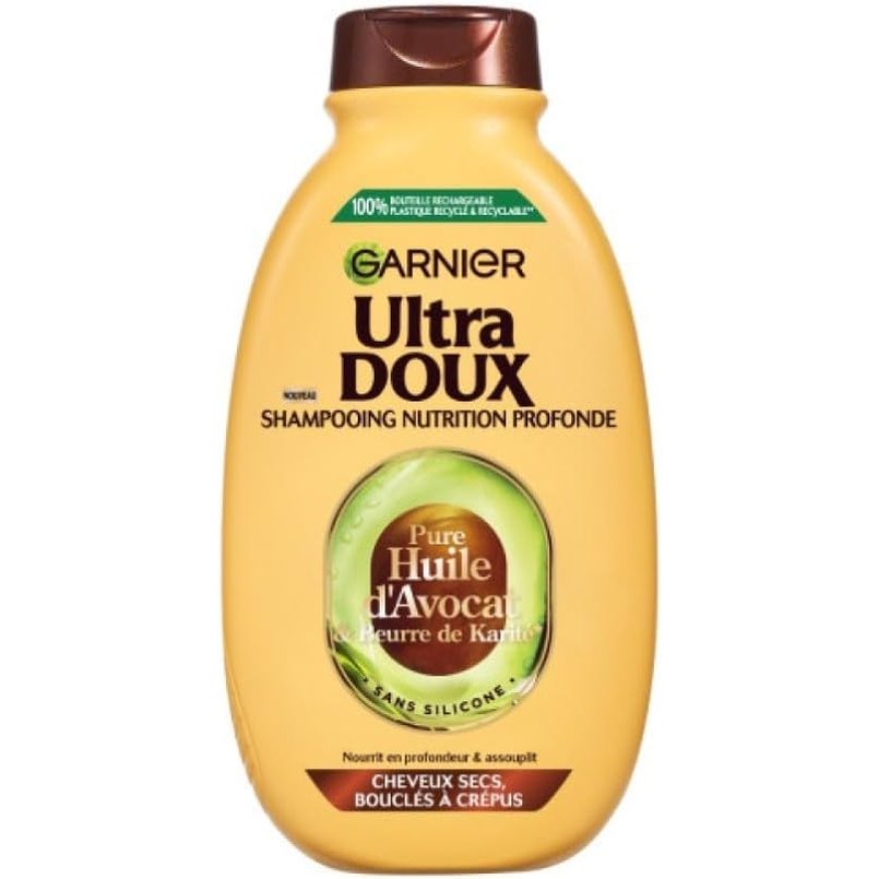 304042 - GARNIER Ultra Doux Shampo për flokë të thatë, kaçurrela deri të çrregullta, Me vaj avokadoje dhe gjalpë shea, 400 ml.