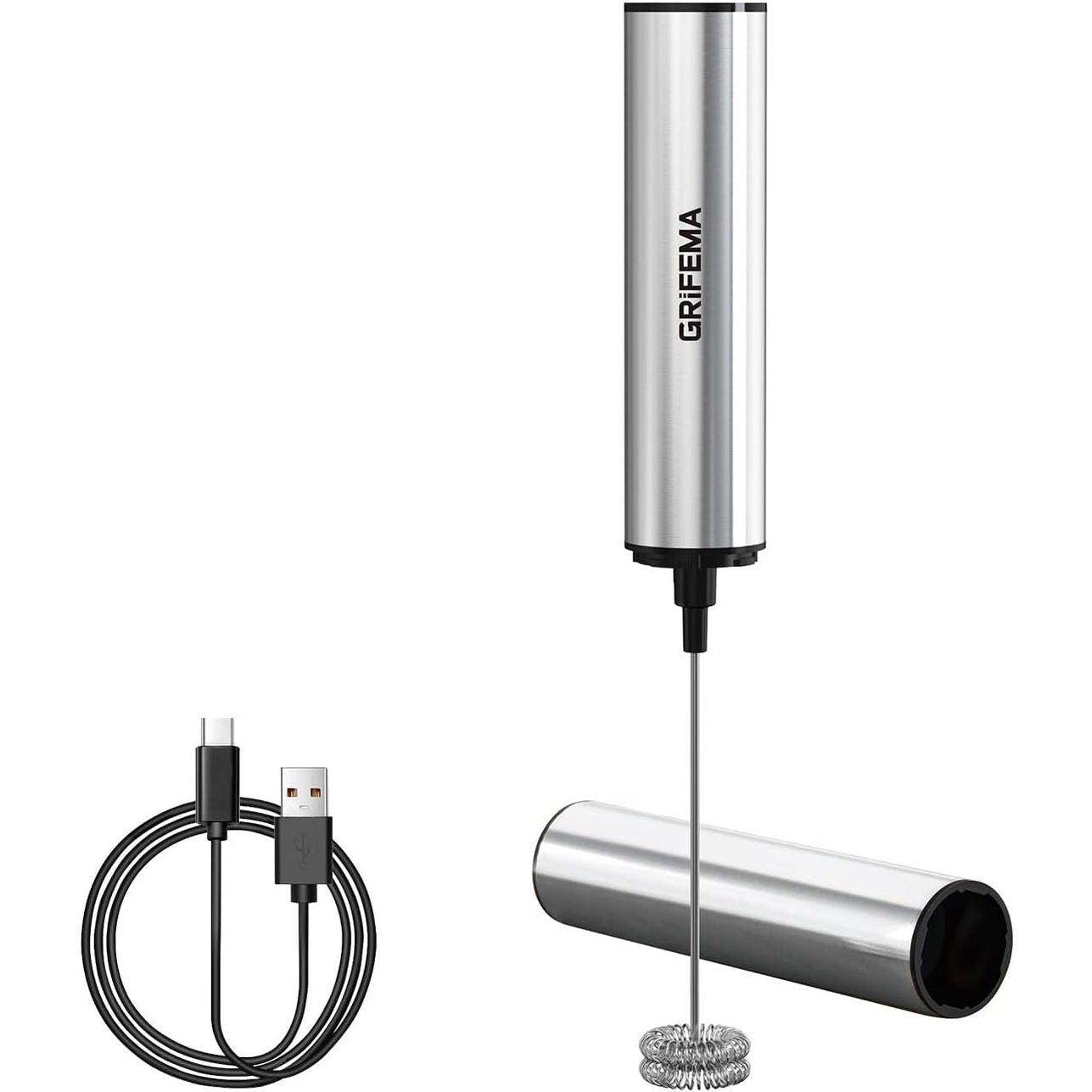 223573 - GRIFEMA Shkumëzues qumështi me USB i rikarikueshëm - Rrahëse elektrike për çaj Matcha, 13000 RPM, ergonomik, i lehtë për t’u pastruar