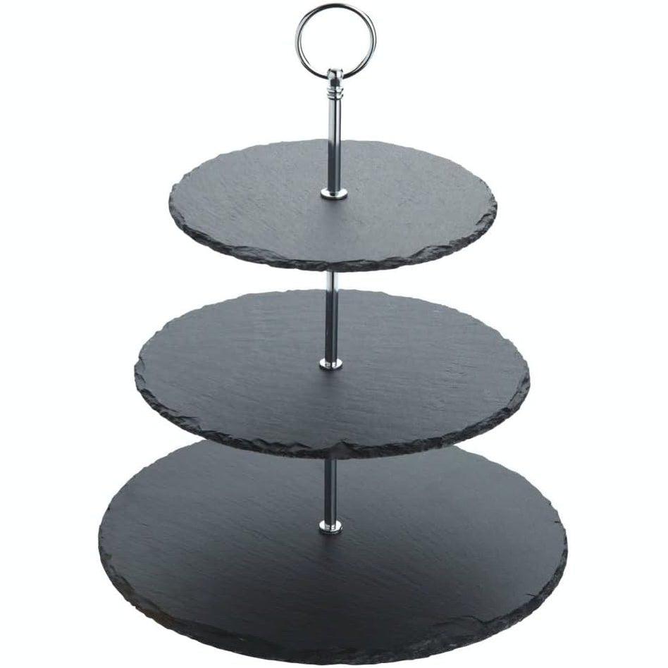 217861 - ARTESÈ SET PËR SERVIM TORTE ME TRE KATE, 28.5x34.5 CM, KUTI DHURATE, GRI/ARGJENDTË