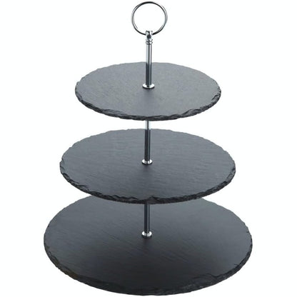 217861 - ARTESÈ SET PËR SERVIM TORTE ME TRE KATE, 28.5x34.5 CM, KUTI DHURATE, GRI/ARGJENDTË