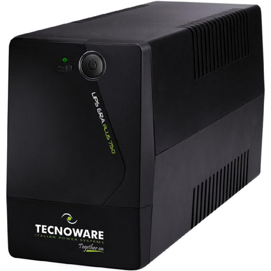 188924 - TECNOWARE - UPS ERA PLUS 750, Mbrojtje Rrymash, AVR Plus, Kohëzgjatje Pune 10min për PC/40min për Modem, 2 Priza Schuko, e Heshtur, e Zezë, 750VA