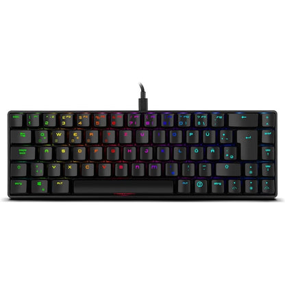 308766 - OZONE GAMING GEAR TACTICAL, mini gaming, mekanik 65%, Bluetooth dhe USB, çelësa të kuq Outemu, anti-ghosting, LED RGB, layout DE