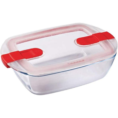 215796 - PYREX Enë qelqi drejtkëndëshe me kapak hermetik për mikrovalë, 23 x 15 x 7 cm