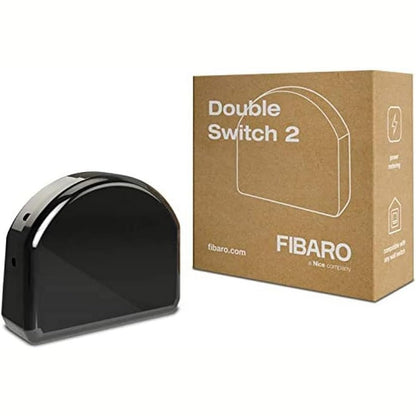288506 - FIBARO Ndërprerës i dyfishtë 2, Ndërprerës rele Z-Wave Plus, Shkelës pa tel për ndezje/fikje, FGS-223