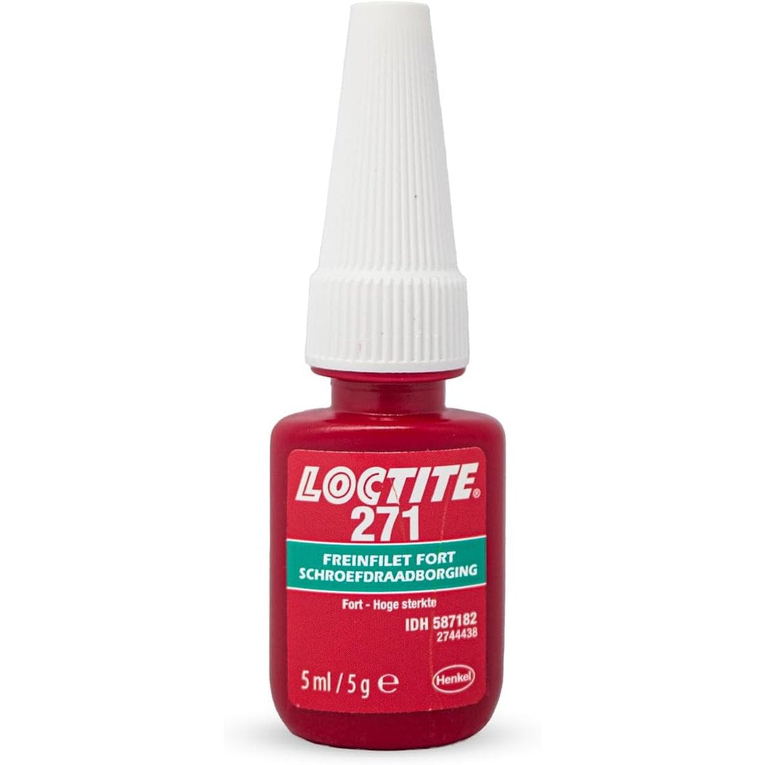 289133 - Loctite 271, mbyllës filetosh me rezistencë të lartë, mbyllës filetosh i kuq për fiksimin dhe vulosjen e elementeve të filetuara, shishe 5 ml - me pamje të kuqe