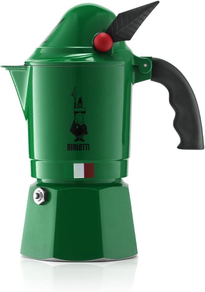 256021 - BIALETTI Express Alpina: Makinë ekspreso ikonike në sobë, enë Moka për 3 gota (130 ml), alumini, jeshile