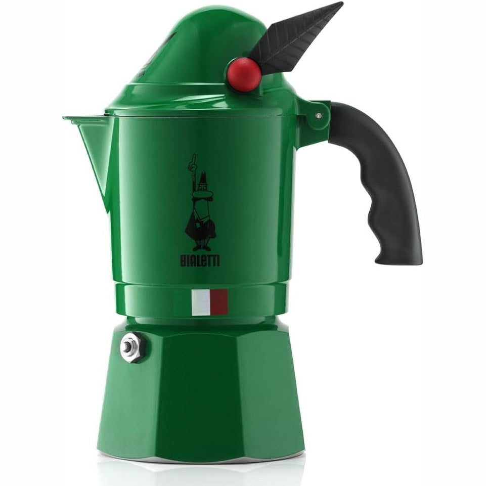 221966 - Bialetti Makinë kafeje New Break Alpina, Dorezë kundër djegies, 3 gota (130 ml), Alumini, Jo e përshtatshme për induksion, Jeshile