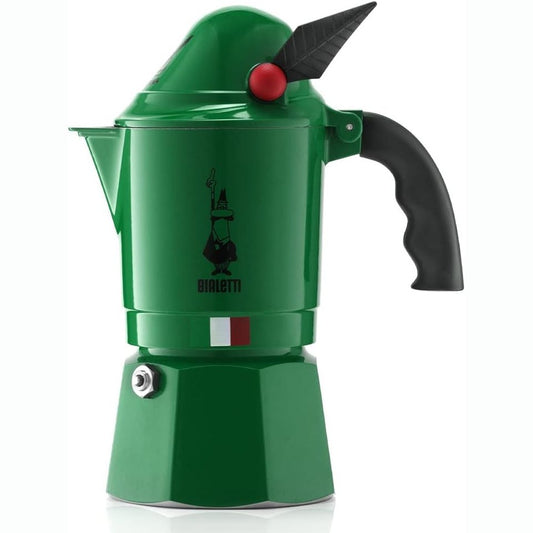 221966 - Bialetti Makinë kafeje New Break Alpina, Dorezë kundër djegies, 3 gota (130 ml), Alumini, Jo e përshtatshme për induksion, Jeshile