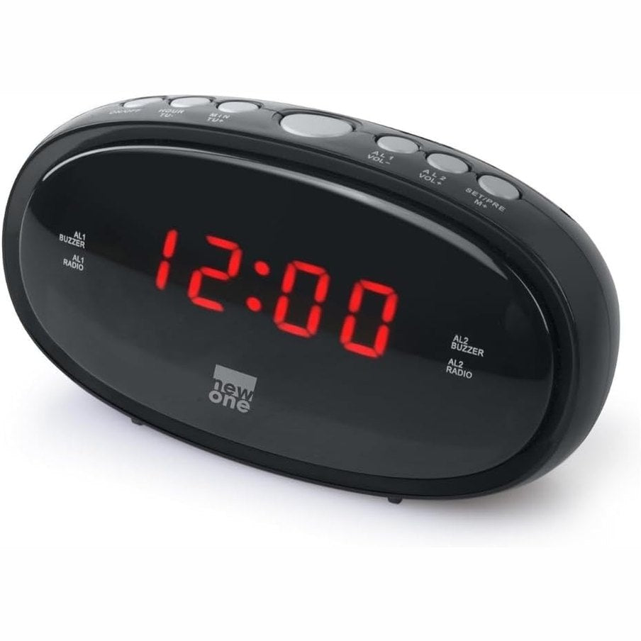 267024 - CR-100 Radio-orë me ekran LED, alarm i dyfishtë, funksion shtyrjeje, radio FM, funksionim nga rrjeti elektrik dhe rezervë me bateri