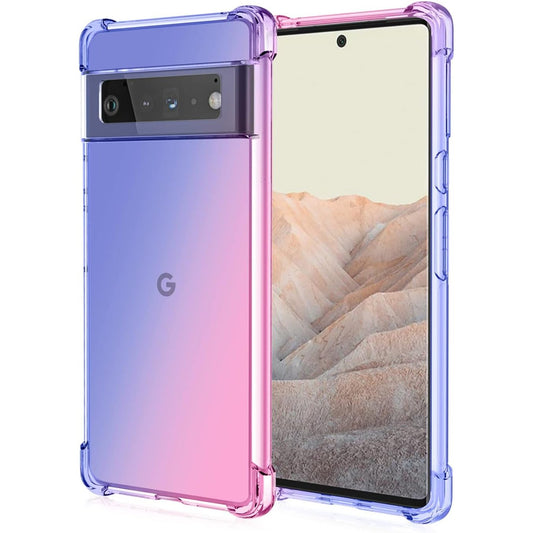 190416 - GOKEN Mbrojtëse për Google Pixel 6, me Ngjyrë Gradient Blu/Rozë, e Bërë nga Xhel Silikoni dhe TPU, Rezistente ndaj Goditjeve dhe Gërvishtjeve