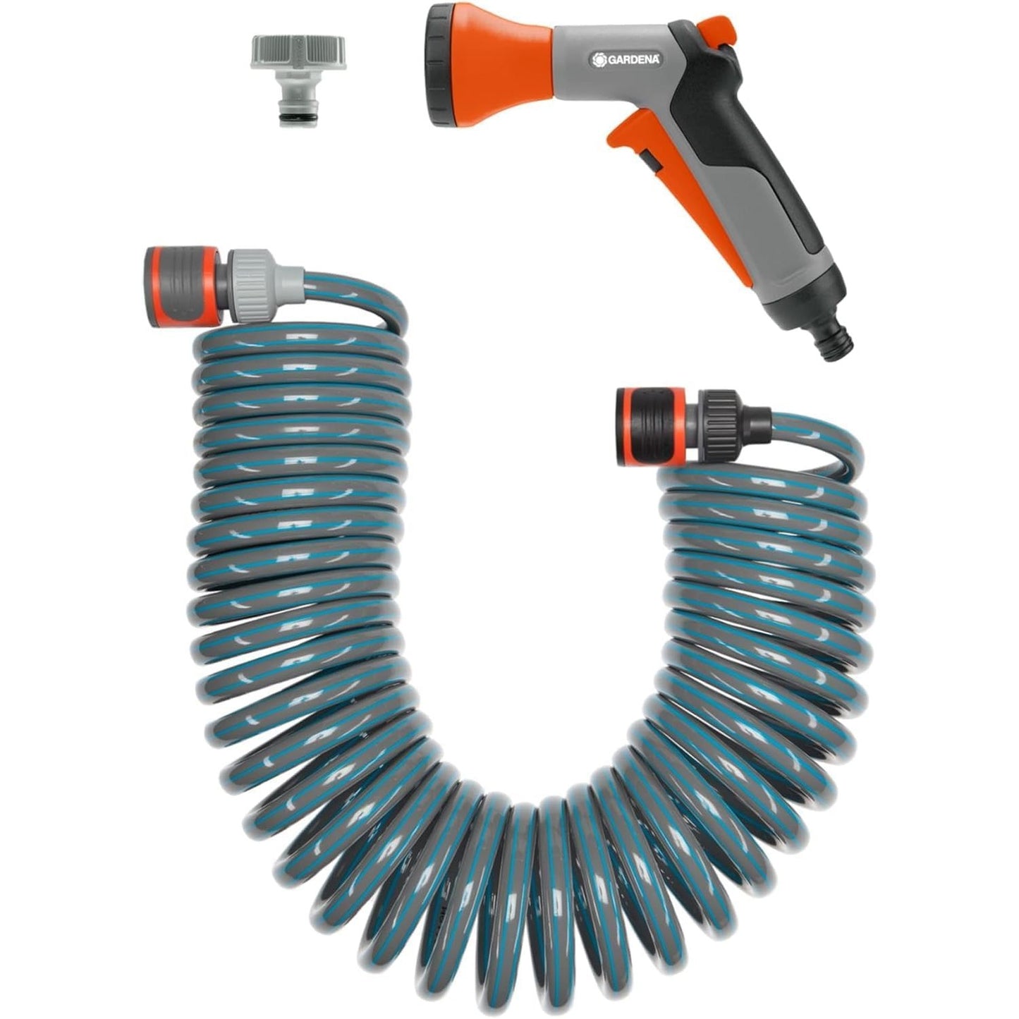288577 - GARDENA | Set i Plotë Tubi Spiral 4647-20 | Tërheqje Automatike e Tubit | Grykë Spërkatëse | Lidhës Rubineti | Gjatësia e Tubit: 10 m | Diametri i Tubit: 9 mm