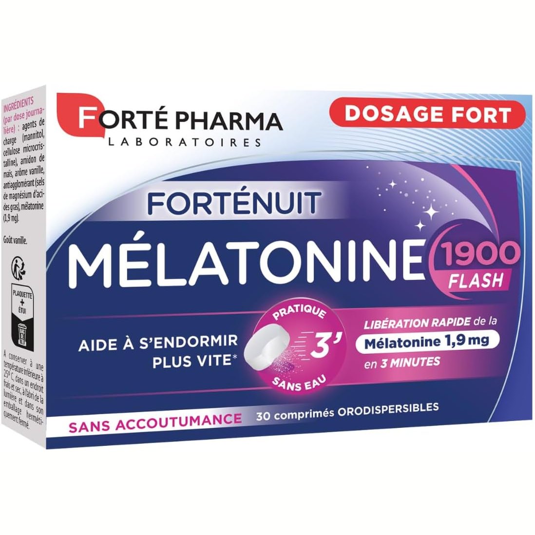 308255 - FORTÉ PHARMA Ndihmë për Gjumë 3 Minuta Melatonin 1900 Flash, 30 tableta