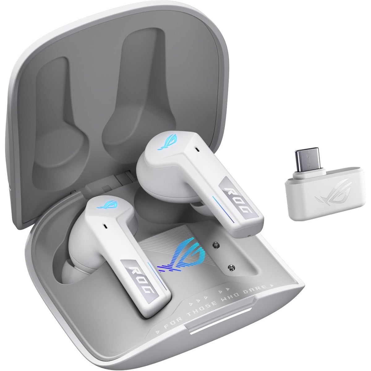 309464 - ASUS ROG Kufje për lojëra Cetra True Wireless SpeedNova White RGB (Teknologjia Wireless ROG SpeedNova, Mikrofon AI, Anulim Zhurme (ANC), Jetëgjatësi Baterie 46 orë, Ngarkim Wireless, E Bardhë)