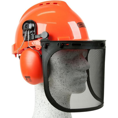 163533 - OREGON Helmë Sigurie Yukon me Mbrojtëse Veshësh dhe Vizor Rrjetë, Ideale për Punë me Sharrë Motorri dhe Makinë Prerëse Furçash