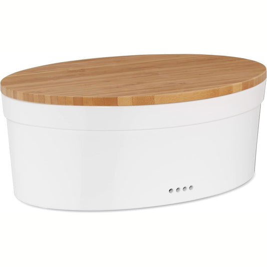 204225 - SALENA Kuti Buke Qeramike me Vrima Ventilimi, Madhësi 36.5 x 23.5 x 14cm, Enë Buke e Bardhë