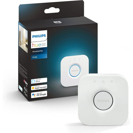 250194 - PHILIPS Hue Bridge 2.0: Qendra e Kontrollit të Ndriçimit Inteligjent, funksionon me Alexa, Google Assistant dhe Apple HomeKit, kontroll intuitiv nëpërmjet aplikacionit të lidhur