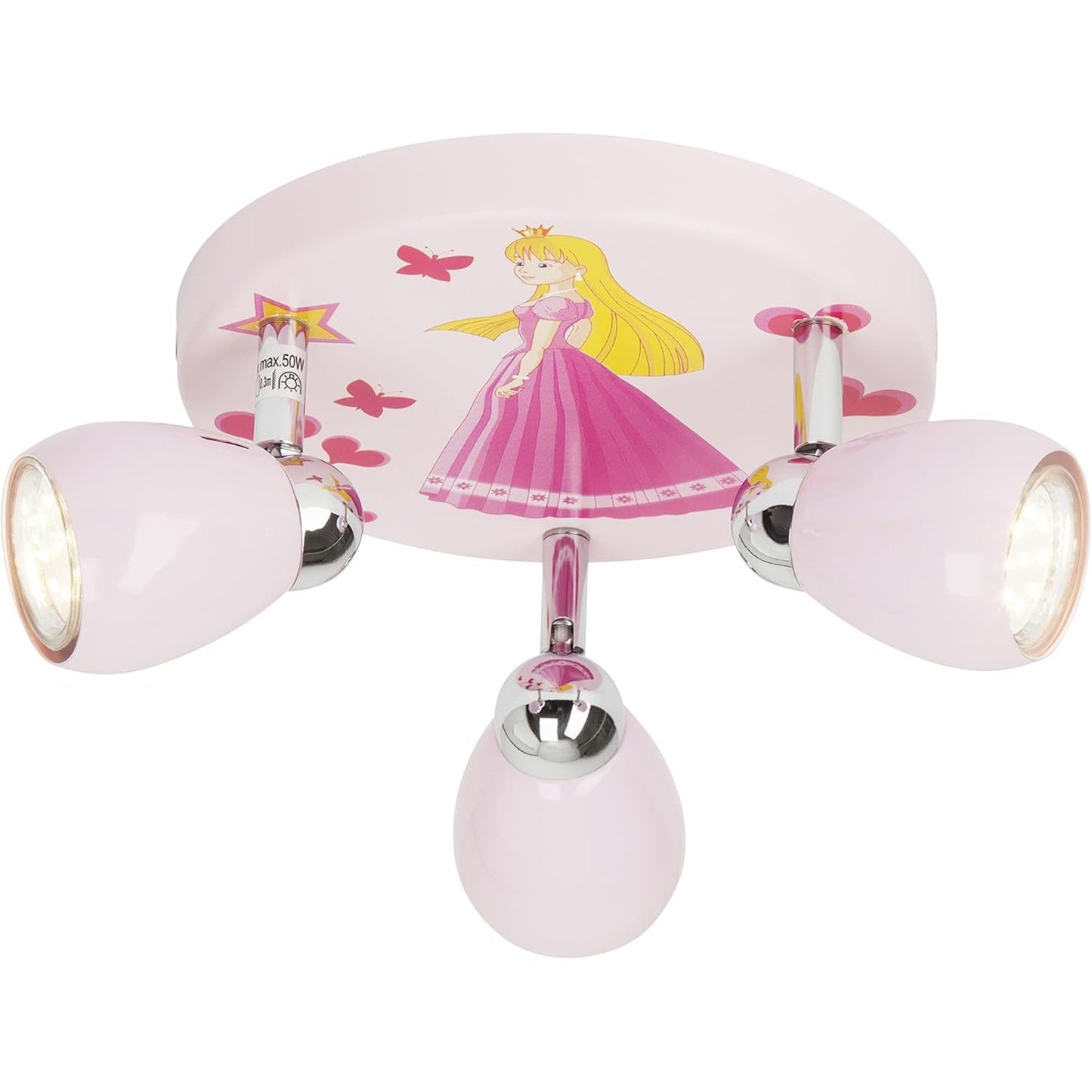 208999 - BRILLIANT: Llambë LED Princess në Qendër të Vëmendjes Rondell, 3 Drita Rozë, 3x LED-PAR51, GU10, 3W Llamba Reflektuese LED të Përfshira, (250lm, 3000K), Koka Rrotulluese