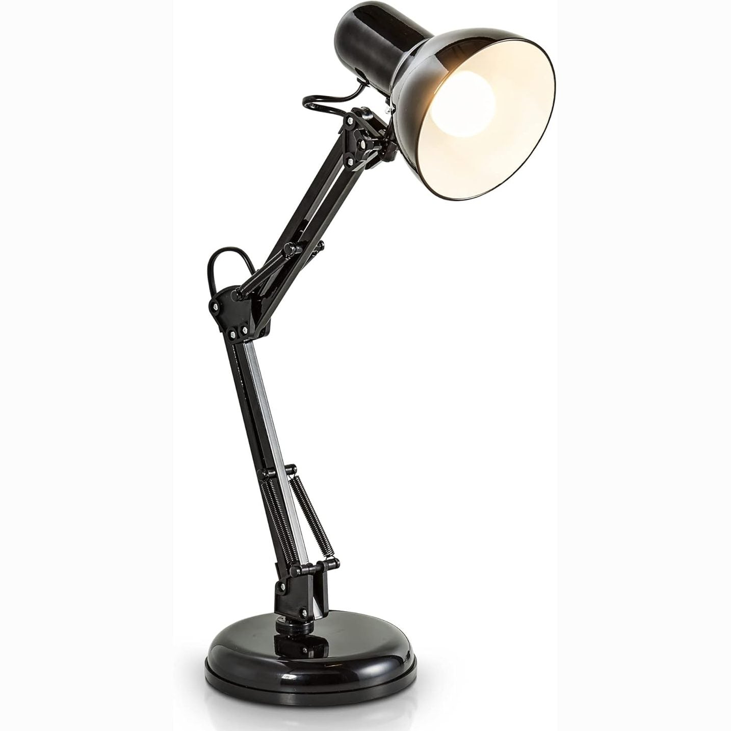 187613 - BKLICHT Llambë Tavoline Retro, Trup Metalik, 40W, Prizë E14, e Rregullueshme, 53cm (L), e Zezë - Llambë për Tavolinë Shkrimi, Komodinë, Punë, Lexim dhe Zyra