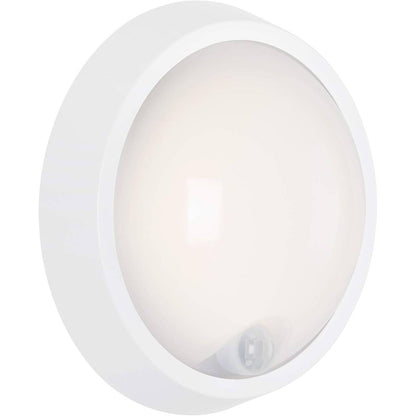 218924 - BRILONER LED Ndriçues Muri i Jashtëm me Sensor Lëvizjeje, 12 W, 1,150 lumen, 4,000 Kelvin, Ø 17 cm, 17x7 cm, i Bardhë