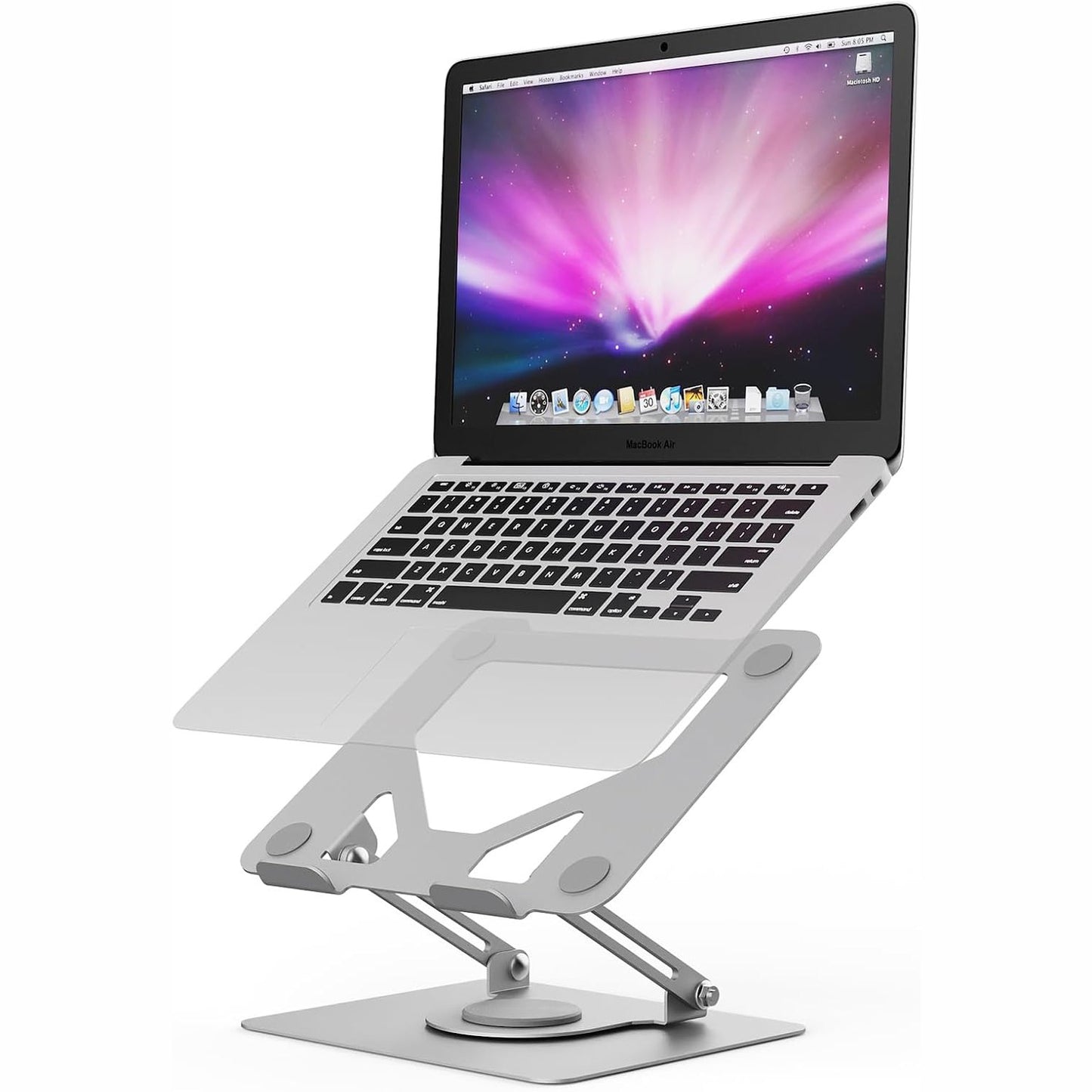 266841 - GRIFEMA Mbështetëse Laptop 360° Rregullueshme në Lartësi, e Palosshme, e Përputhshme me MacBook Air/Pro, Dell, HP (11-17") GB1050-1, Argjend