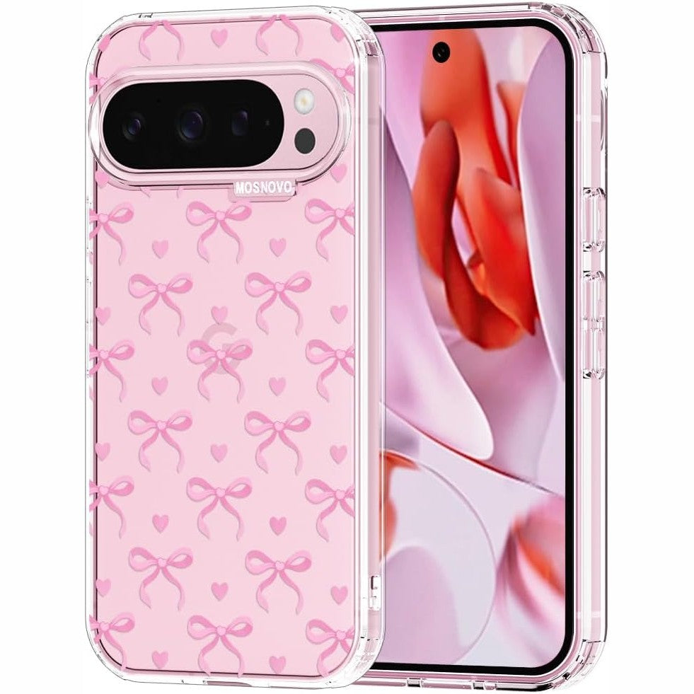 299739 - MOSNOVO - Mbështjellës për Google Pixel 9 Pro XL - Mbështjellës i hollë transparent TPU rezistent ndaj goditjeve + PC [Mbrojtje nga rënia 2m/Anti-shpërthim] - Cherry Blossom