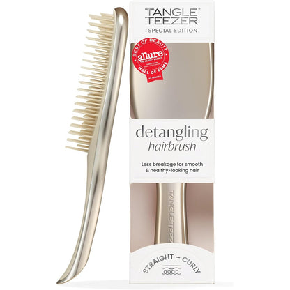 317555 - TANGLE TEEZER - Furçë flokësh Ultimate Detangler – Flokë të lagur dhe të thatë – Furçë për detajimin e flokëve për të gjitha llojat – Qimet me dy nivele zvogëlojnë këputjen dhe nyjet – Ngjyrë shampanje me përfundim kromi