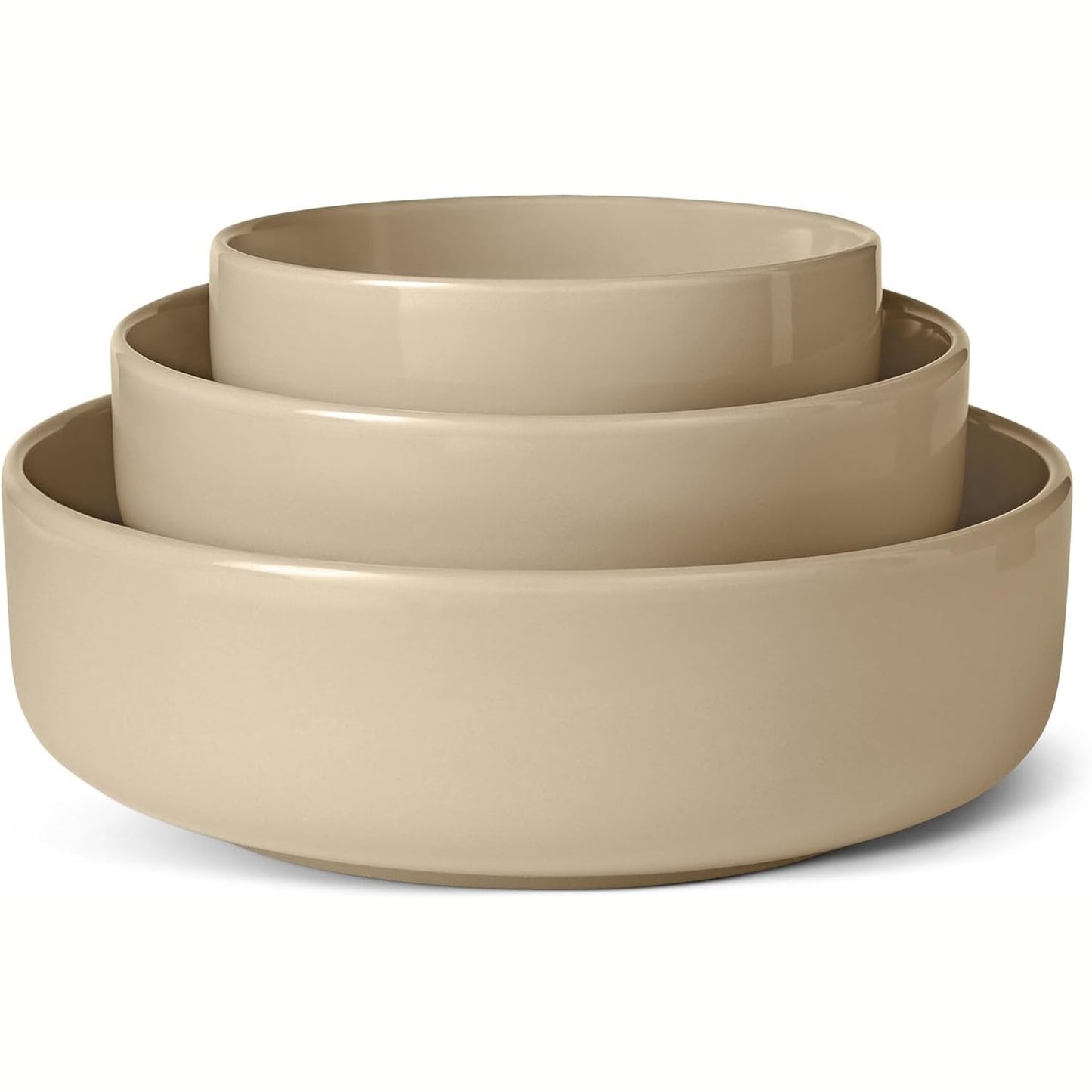 251812 - AMAZON BASICS Tasa servirjeje prej guri të glazur, set me 3 pjesë, të sigurta për lavastovilje, gri liri