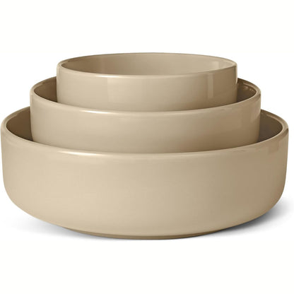 251812 - AMAZON BASICS Tasa servirjeje prej guri të glazur, set me 3 pjesë, të sigurta për lavastovilje, gri liri