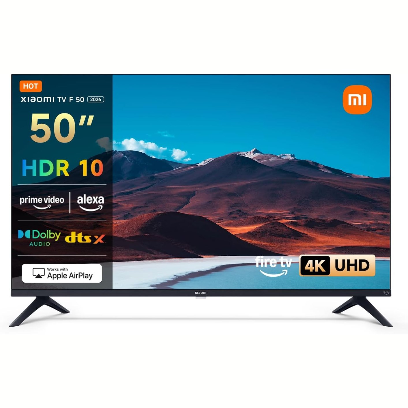 292055 - XIAOMI TV F 50, 50 inç (127 cm), 4K UHD, Smart TV, Fire TV, Akordues i trefishtë DVB-C/S/S2/T/T2, HDR10, MEM60Hz, Modalitet Përmirësimi të Lojës 120Hz, Kontroll Zëri Alexa, 2GB RAM, 32GB Storage