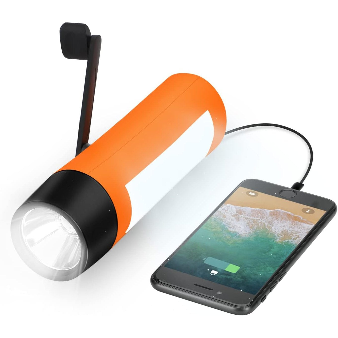 218036 - DRITË DORE VFAN E RIKARIKUESHME ME DOREZË/GJENERATOR/KARIKUES USB PËR TELEFON DHE SITUATA EMERGJENTE (PORTOKALLI)