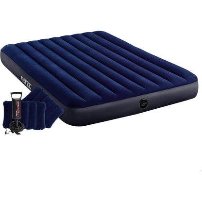 288874 - INTEX Dyshek kampingu Dura-Beam për 2 persona, 203 x 152 x 25 cm, maks. 272KG, me pompë ajri dhe 2 jastëkë