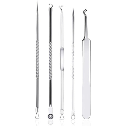 275984 - RNITLE Set për heqjen e pikave të zeza, heqës i pikave të bardha të akneve, me kuti çeliku inox, për të gjitha llojet e lëkurës