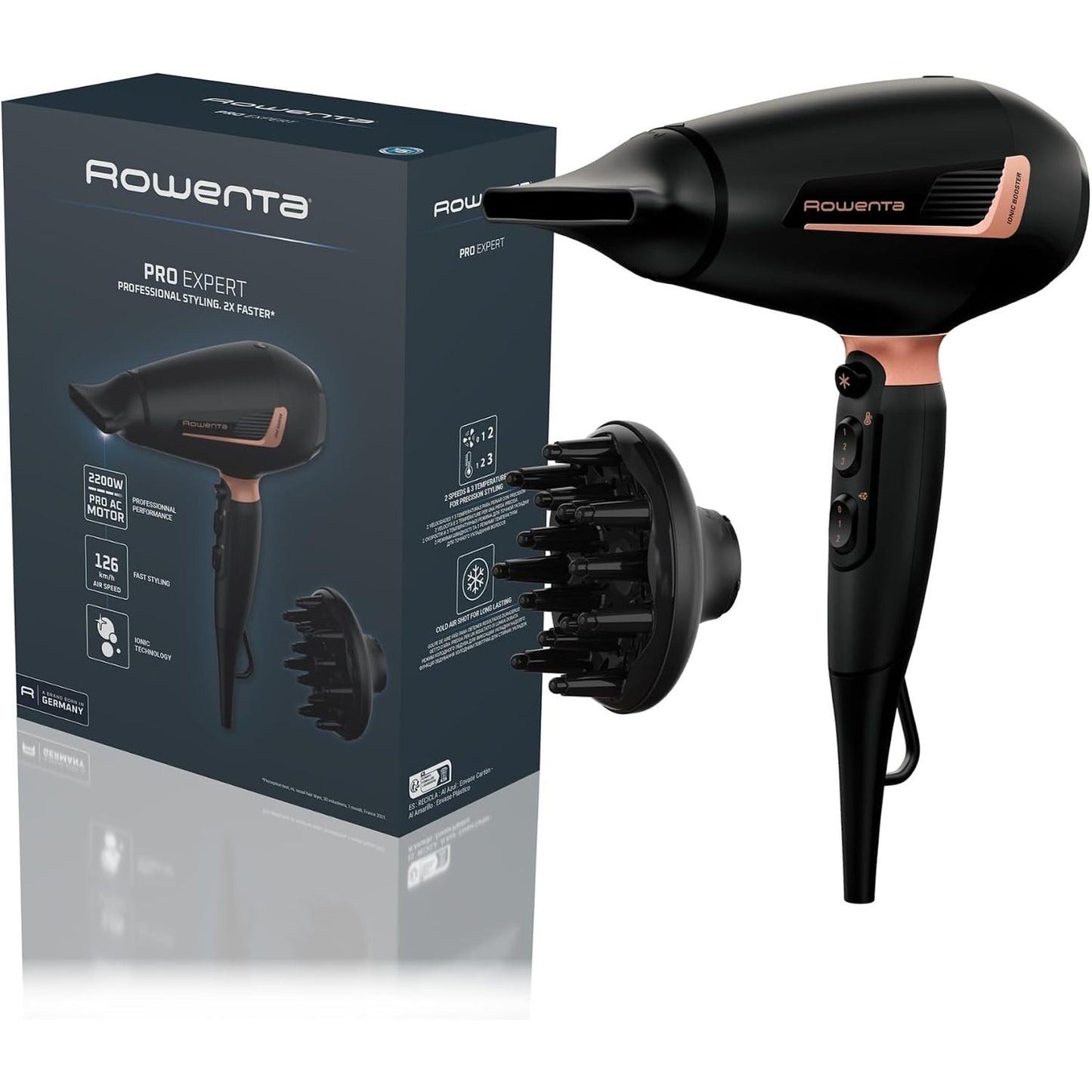 271333 - ROWENTA Tharëse Flokësh CV8830 Pro Expert 2200 W, Gjenerator Joni, Ergonomik, E Zezë