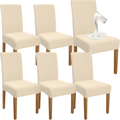 214587 - GRANBEST Set me 6 Mbulesa për Karrige Ngrenie, Elastike, Bezhë