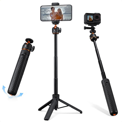 305355 - K&F CONCEPT Shkop selfie prej alumini 65cm, Tripod telefoni ultra i lehtë 175g