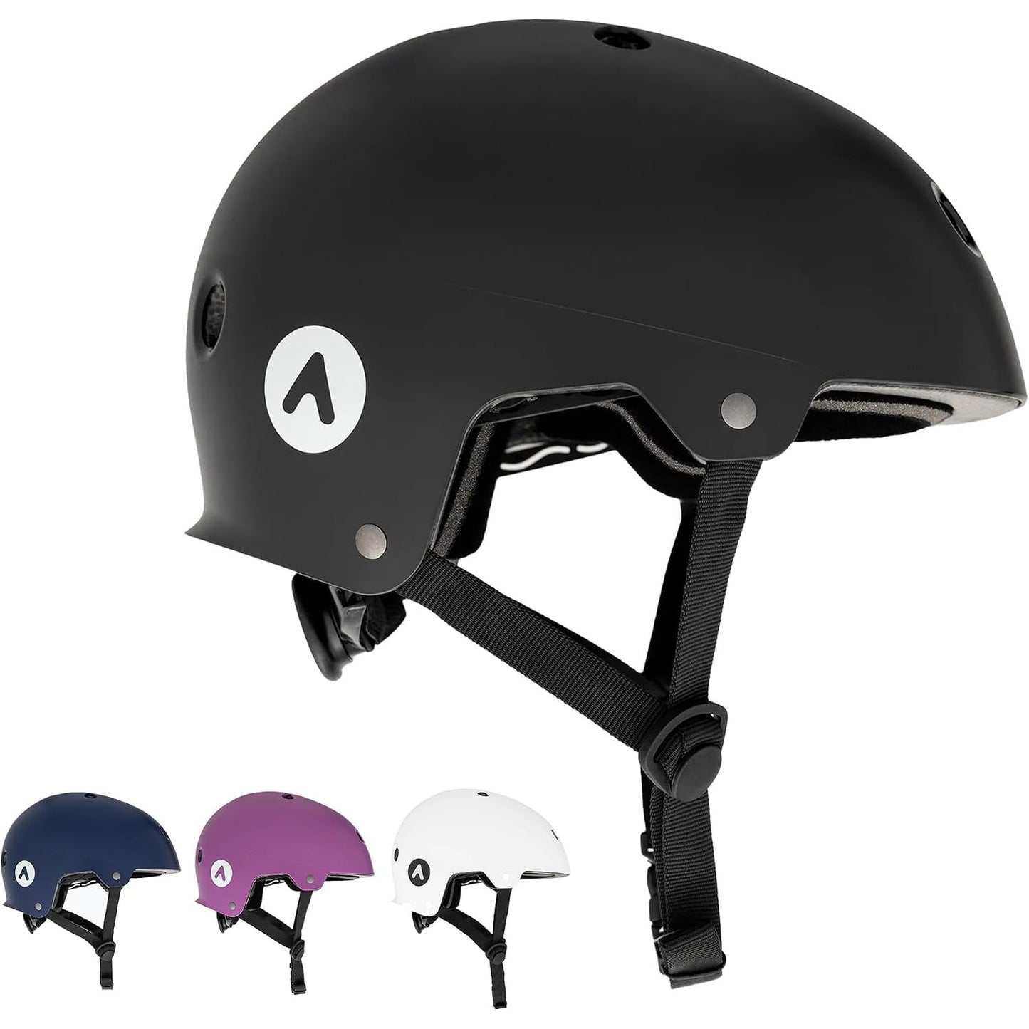 293742 - ATTABO Helmetë për Skateboard dhe Skuter, Madhësia M, e Zezë, Teknologji ABS, 11 Vrima Ventilimi, e Rregullueshme, Material i Qëndrueshëm
