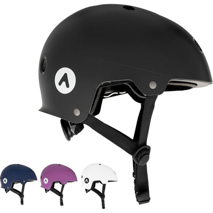 293742 - ATTABO Helmetë për Skateboard dhe Skuter, Madhësia M, e Zezë, Teknologji ABS, 11 Vrima Ventilimi, e Rregullueshme, Material i Qëndrueshëm