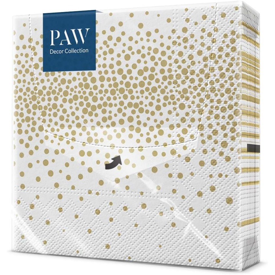 274715 - PAW - Pecetë letre me 3 shtresa (33 x 33 cm) | 20 copë | Ngjyra: Konfeti (ari)