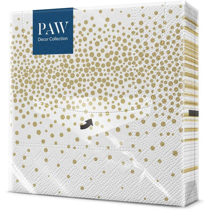 274715 - PAW - Pecetë letre me 3 shtresa (33 x 33 cm) | 20 copë | Ngjyra: Konfeti (ari)