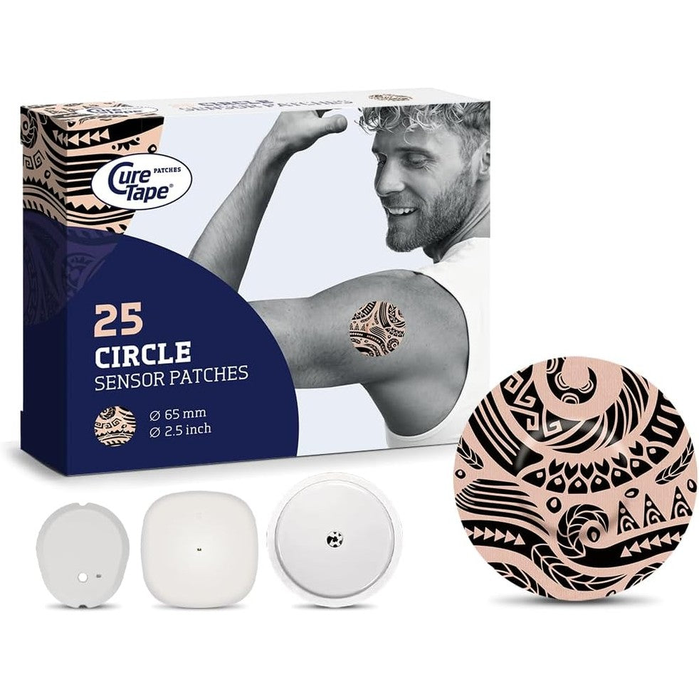 275402 - CURETAPE Arna të rrumbullakëta për sensorë CGM, 25 copë (Ø 65 mm), ngjitëse të papërshkueshme nga uji, hipoalergjike, pa lateks, mbajtje deri në 10 ditë